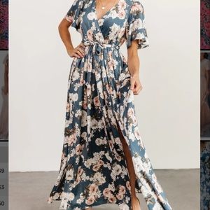 Baltic Born Sicily Satin Maxi Dress NWT